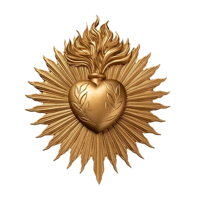 Elegant Gothic Sacred Hearts Wall Hanging Plaque Resin Cardiac Sculpture Ornament Perfect for Home Office Decors Gift