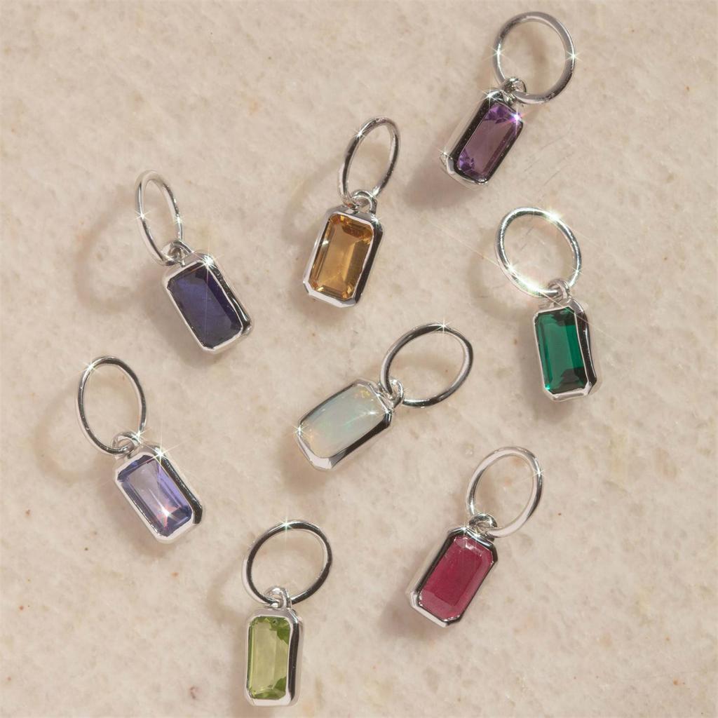 New Titanium Steel 12 Birthstone Pendant DIY Accessories Necklace Square Colored Zircon Pendant Color Preservation