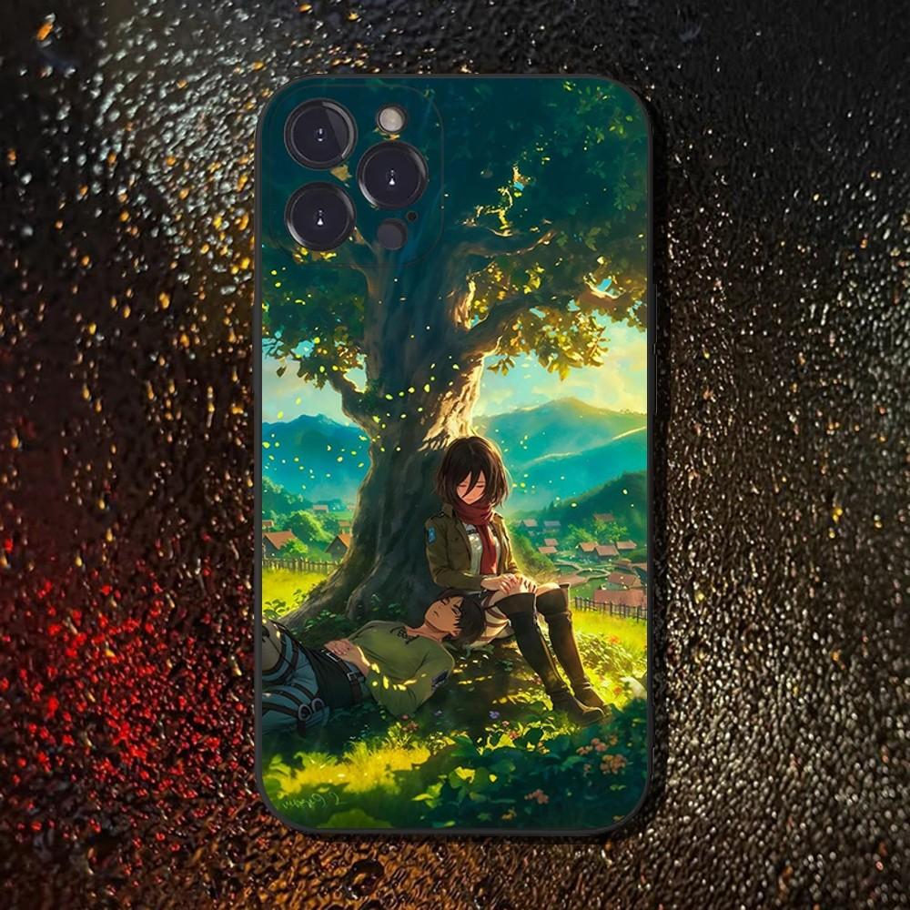 Attack On T-Titan Mikasa Phone Case For iPhone 16,15,14,13,12,11 Plus,Pro Max,XS,X,XR,SE,Mini,8,7,Soft Silicone Black Cover