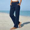 Women's Color Button Front Casual Straight Leg Pants