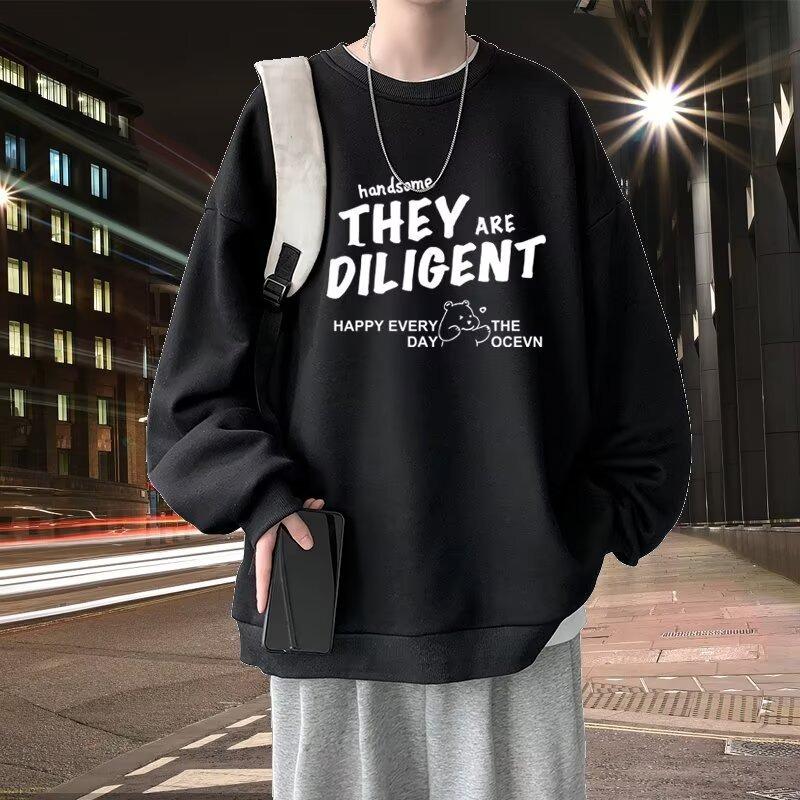 Herren Anti-Ballon Frühling/Herbst Sweatshirt - Lockere Passform, Rundhalsausschnitt, Langarm, Jugendlicher Stil.