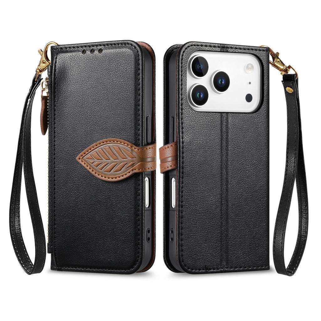 Flip-Ledertasche mit Riemen, Kartenfach, Ständer für iPhone-Serie