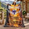 Club De Futboll Monterrey ICON Custom Name Flannel Blanket Personalized Soft Warm Plush Throw Blanket Customized Gift for Family Friends