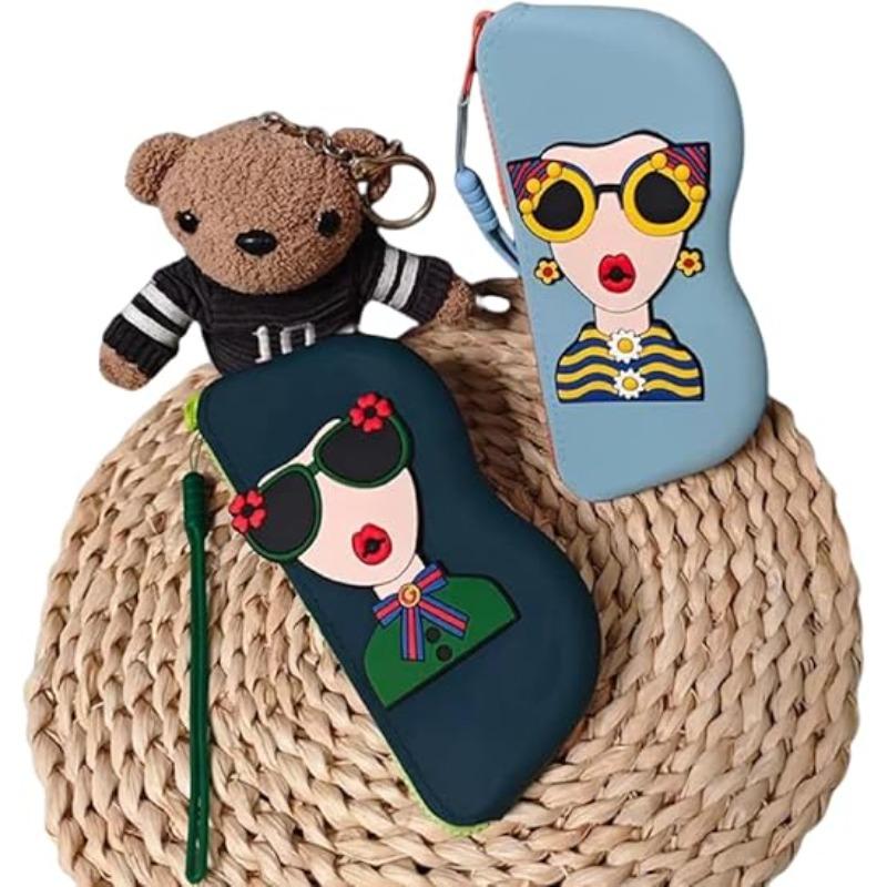 1pc Waterproof Silicone Glasses Case with Handle, Travel Storage Bag, Portable Hanging Organizer for Eyewear Organizer