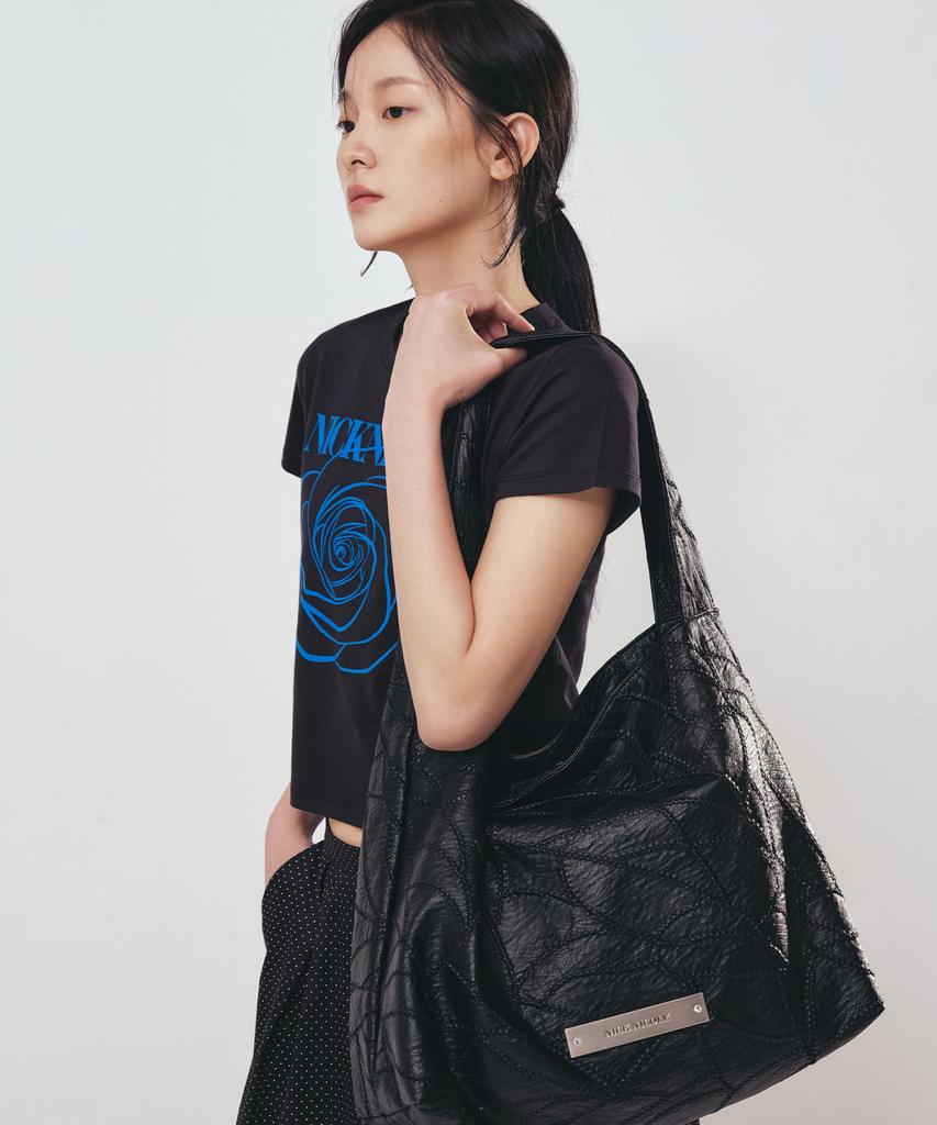 Nick&Nicole Leather Wrinkle Tote Bag_Black