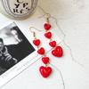 Trendy Long Heart Dangle Earrings for Women Red White Acrylic Hearts Shape Beads Drop Earrings Wedding Party Elegant Jewelry