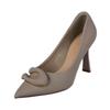 Women's Fashion Thin Heel Shoes Autumn New Pointed Head Shallow Mouth Metal Buckle A Slip-on Wear-resistant High Heels