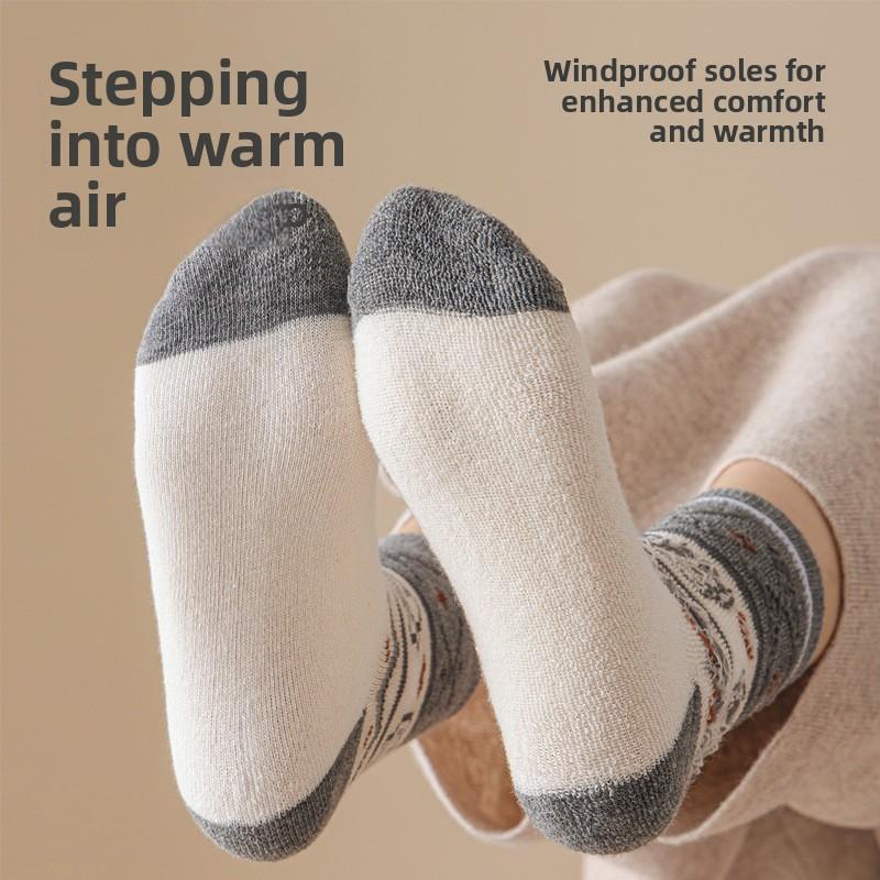 Female Autumn and Winter Plus Velvet Thickening Anti Cold Hair Ring Warm Soft Waxy Skin Friendly Floor Tube Socks