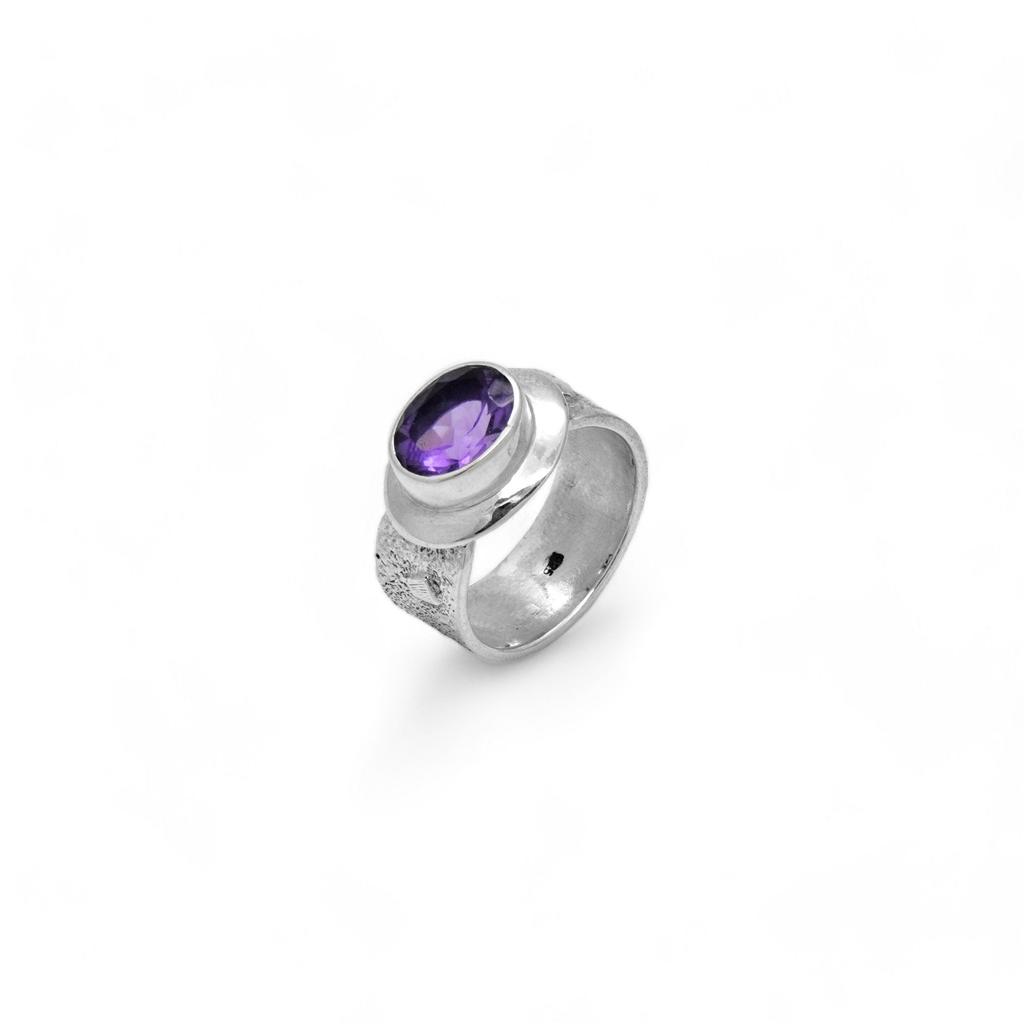 Natural Amethyst Ring: Chunky 925 Sterling Silver Jewelry