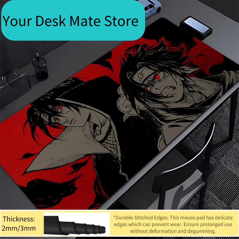 Mouse Pad Naruto Sasuke Office Professional E-sports Gamer Speed Gaming Rubber Keyboard Pad Notbook Desk Mat Edge White Mousepad