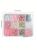 1 Set Nail Art Dekorationen Kit, Harz Schleifen Charms und Perlen in gemischten Größen, DIY Maniküre Zubehör, Alkoholfreie Nail Art Zubehör mit Aufbewahrungsbox