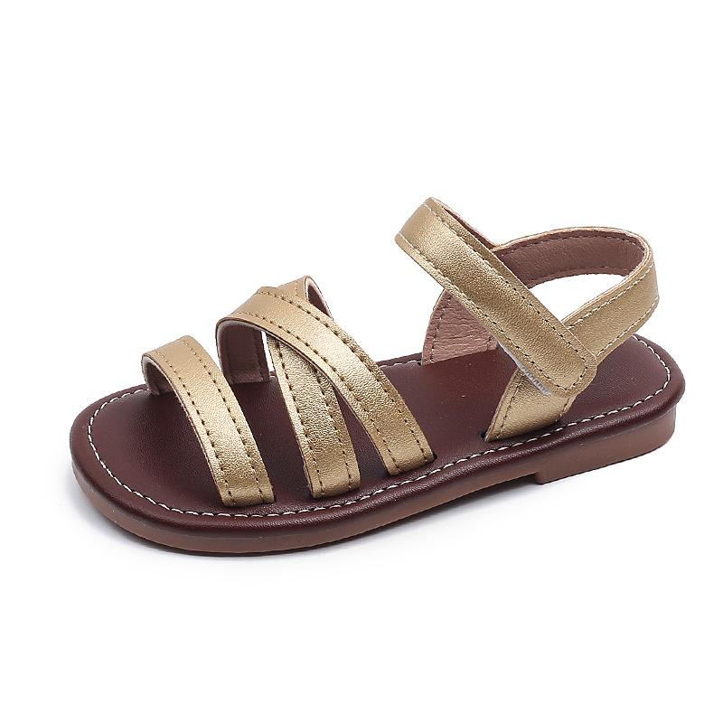 Girls Beach Shoes Retro Open Toes Kids Sandals Non-slip Soft Sole 2025 Summer New Girls Princess Shoes Versatile Princess Style