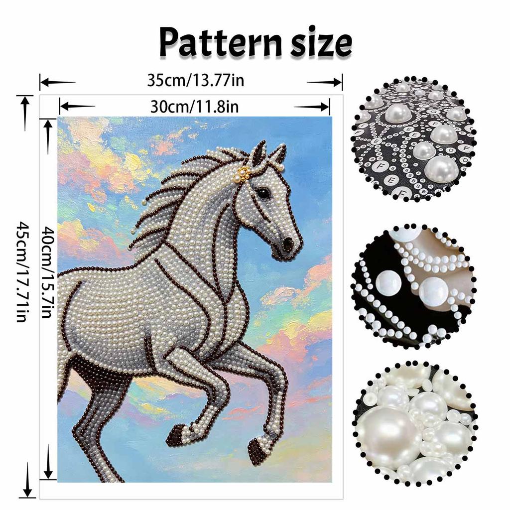 Majestic Horse Pearl Kit DIY 5D Rhinestone Art Craft for Adults and Kids Home Party Decoration Handmade Gift