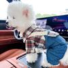 Pet Winter Warm Cotton Outfit Dogs Cats Red Plaid Suspender Pants Soft Fleece Lined Casual Wear
