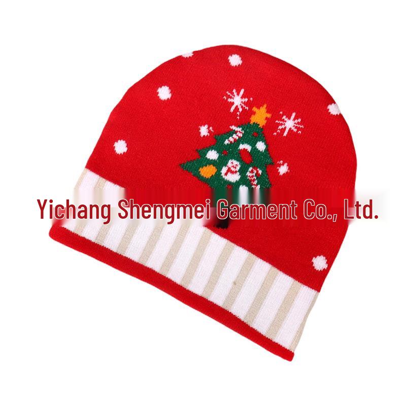 

Унисекс Рождественская шапка жаккардовой вязки - Стильная и универсальная для осени и зимы One Size