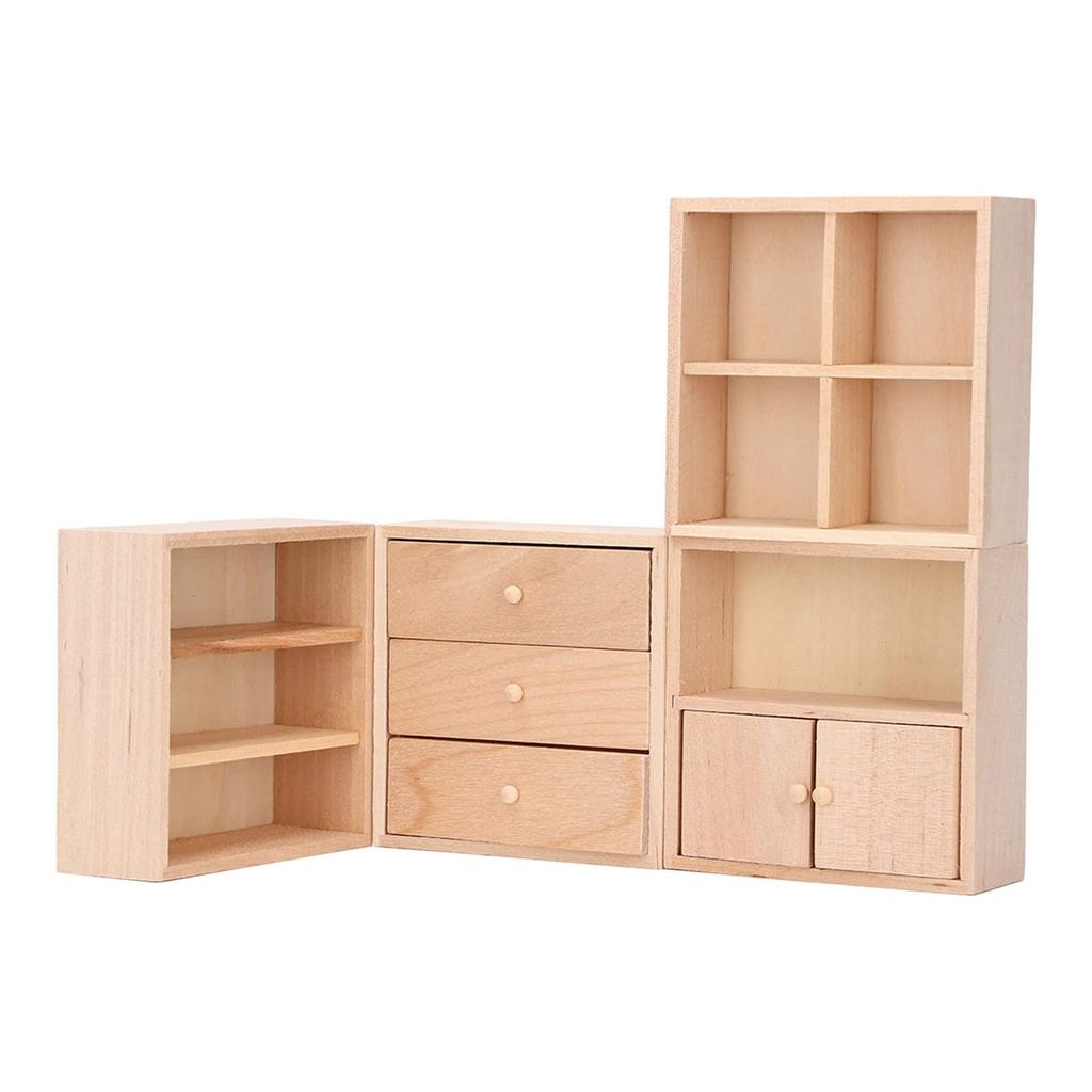 Realistisches Holzregal Realistisches Rollenspiel Vitrinenmodell Spielzeug Vintage Ausstellungsregal 1:12 Puppenhaus