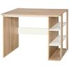 Computertisch, Schreibtisch mit 3-stufigem Regal, Arbeitstisch für Homeoffice, Arbeitszimmer, Wohnzimmer, Eiche und Weiß