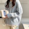 Solid Color Wheat Ear Cable Knit Sweater for Women Autumn Winter Loose Outer Wear Lazy Style Warm Knit Top Thickened
