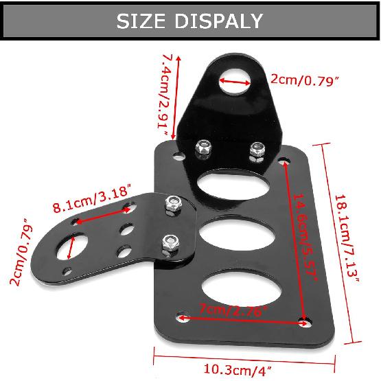 PSLER 3/4" Side Mount Motorcycle License Plate Bracket for Bobber Chopper Custom Bike Sportster Bobber Custom(Black)
