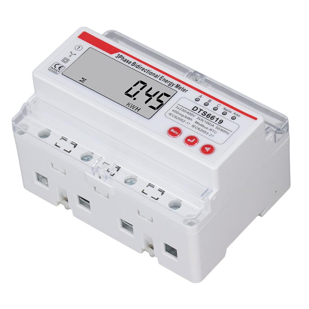 3 Phase 4 Wire Energy Meter LCD Display Multifunctional Button Control Bidirectional Electricity Met