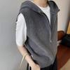 Women's European Style Wool Hooded Zip Vest - Loose Sleeveless Knit Cashmere Cape