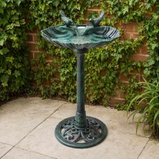 Pedestal Bird Bath Copper Resin Birdbaths Weather Resistant Floral Accents