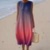 Women's Fashion Casual Sleeveless Round Neck Gradient Elegant Temperament Dress