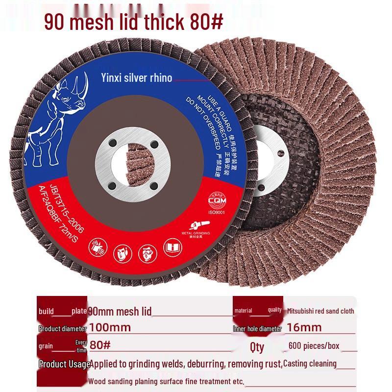 Silver Rhino Thickened Flap Disc: Stainless Steel & Metal Angle Grinder Polishing Wheel with Calcined Abrasive Cloth.