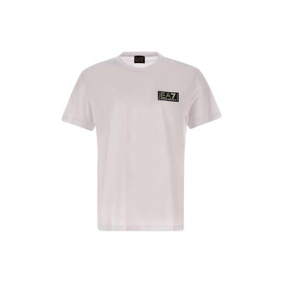 EA7 Letter Print Crew Neck Casual Short Sleeve T-Shirt Men Tops White 6RPT18-PJM9Z-1100