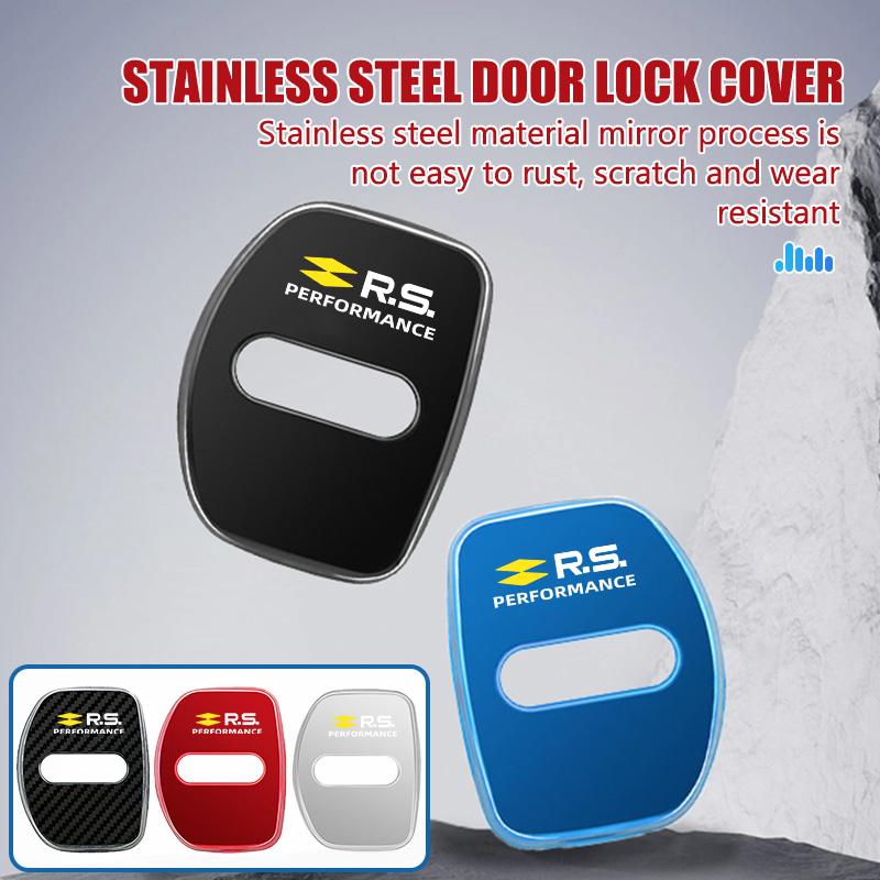 Stainless Steel Car Door Lock Buckle Trim Anti-Collision Protective For Renault Symbol Clio 3 4 Sparco Dacia RS Megan Scenic SS6