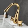Gold Basin Faucets Total Brass Black Bathroom Faucet Sink Faucets 3 Holes Hot And Cold Waterfall Faucet Water Tap