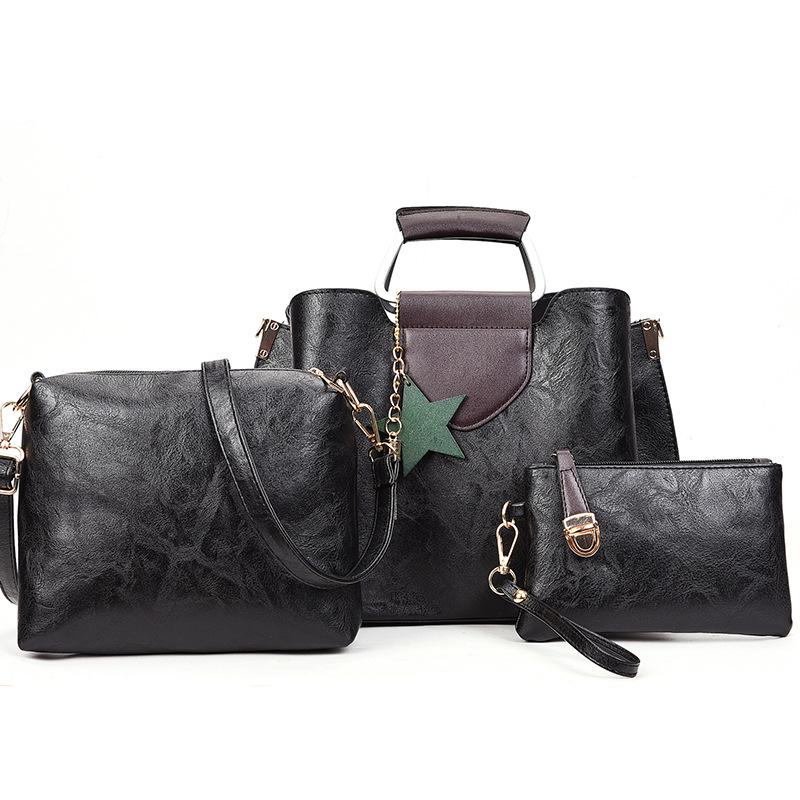 New street trend contrasting colors large capacity horizontal square PU shoulder crossbody portable mother and child bag