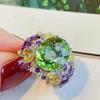 Net Celebrity Fresh Mint Green Gemstone Adjustable Ring - 18K Gold Plated, Romantic Small Niche Design