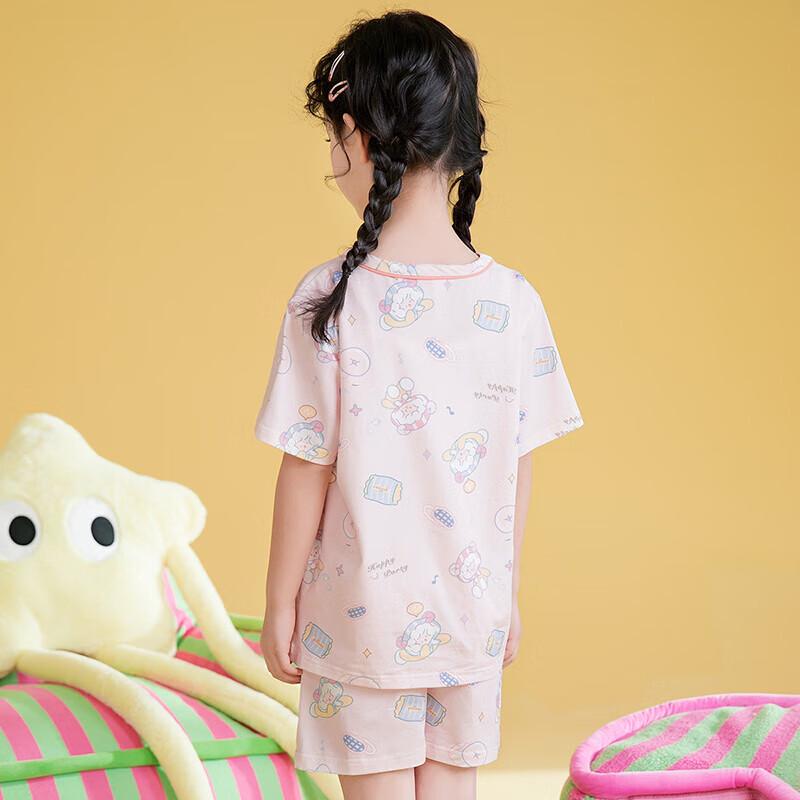 Fenteng Girls' 100% Cotton Cartoon Short Sleeve Short Pants Pajama Set