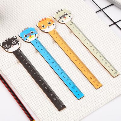 1pc Sweet Kawaii Cat Stationery Cartoon Drawing Gift Korean Office School Kitten Straight Wooden Ruler