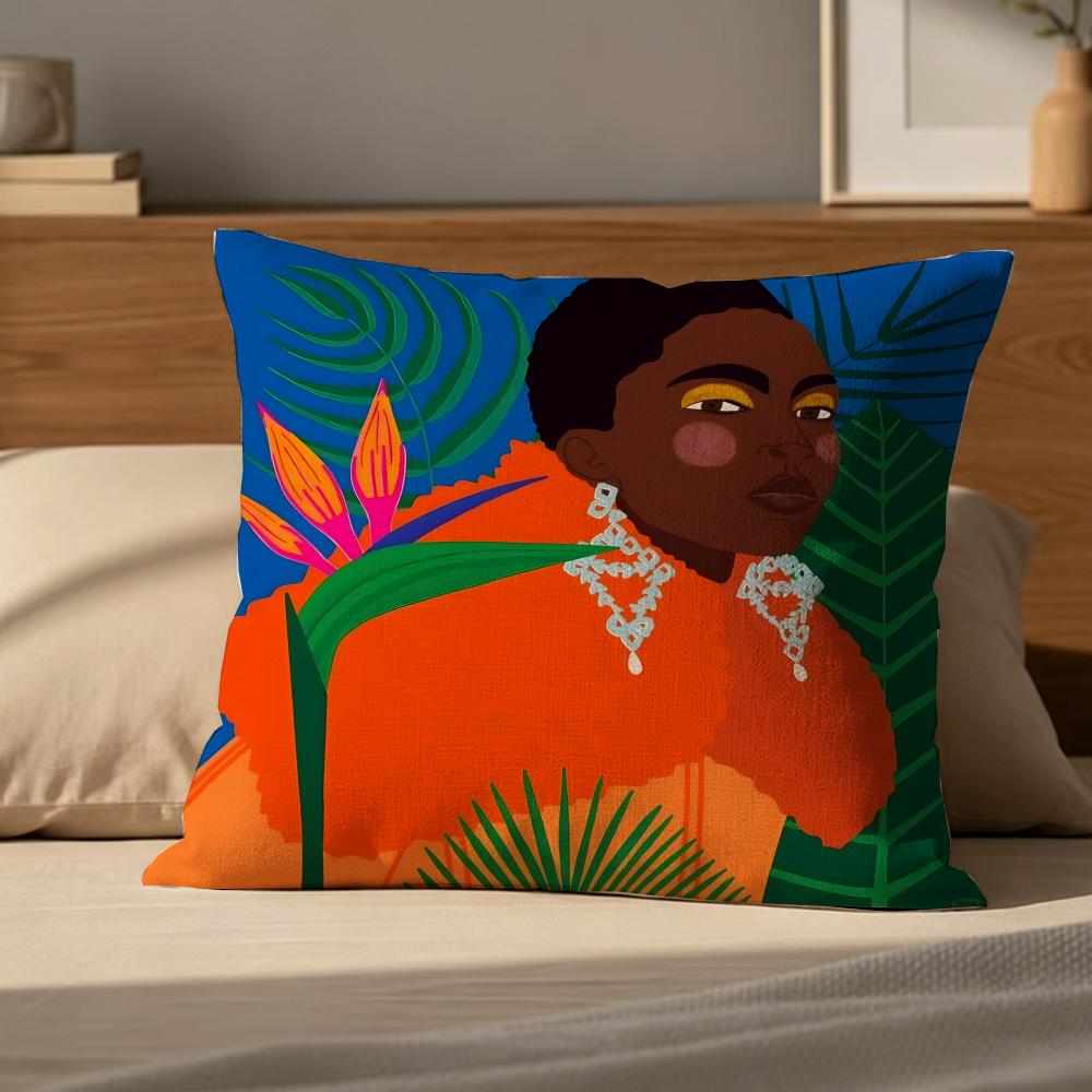 L-Lucilla Vecchiarino Cushion Cover Cushion Cover Pillowcase, Anti-Mite Invisible Zipper, Linen Sofa Cushion