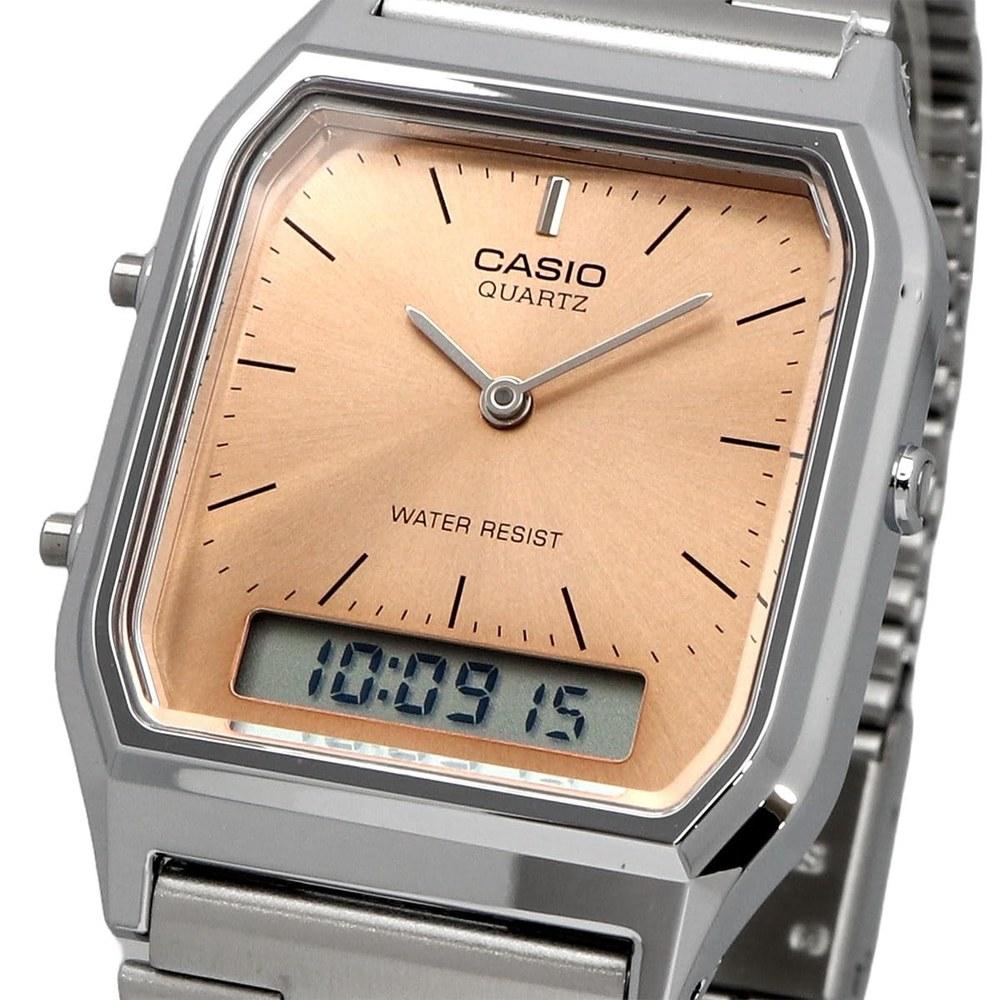 Casio Ana-Digi Quartz Wristwatch Vintage Series AQ-230A-4AMQY Unisex Dual Time Apricot