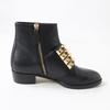 Great HERMES Boots Black X Gold Metal Leather Women 35.5 Used