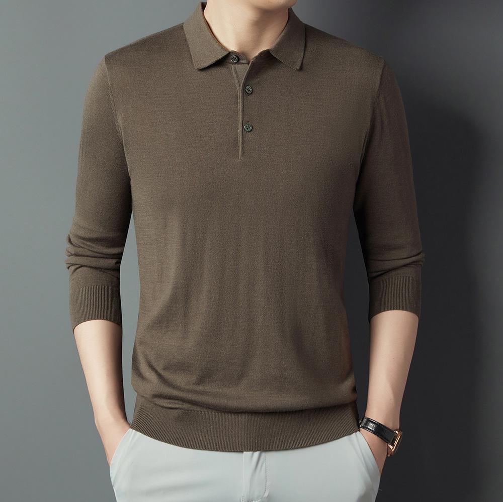 Men's Luxury Wool Sweater - Autumn/Winter Warm Casual Knit Shirt with Velvet Collar