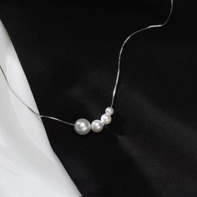 Perlenkette für Damen mit leichtem Luxus-Nischendesign, hochwertig und schlicht, Ins-Kalter-Stil, modisches Temperament, vielseitige Schlüsselbeinkette