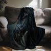 1pc Zeal Lily Vintage Black Horse Portrait Flannel Throw Blanket - Dark Brown/Blue/Gray/Teal Elegant Equine Design, Soft All-Sea