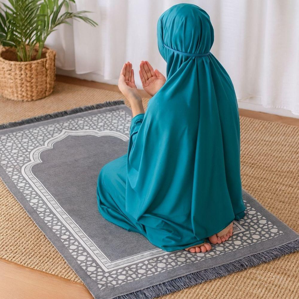Rectangle Muslim Prayer Rug Non-slip Islamic Prayer Mat Printed Floor Mat Prayer Mat Set  Women Men