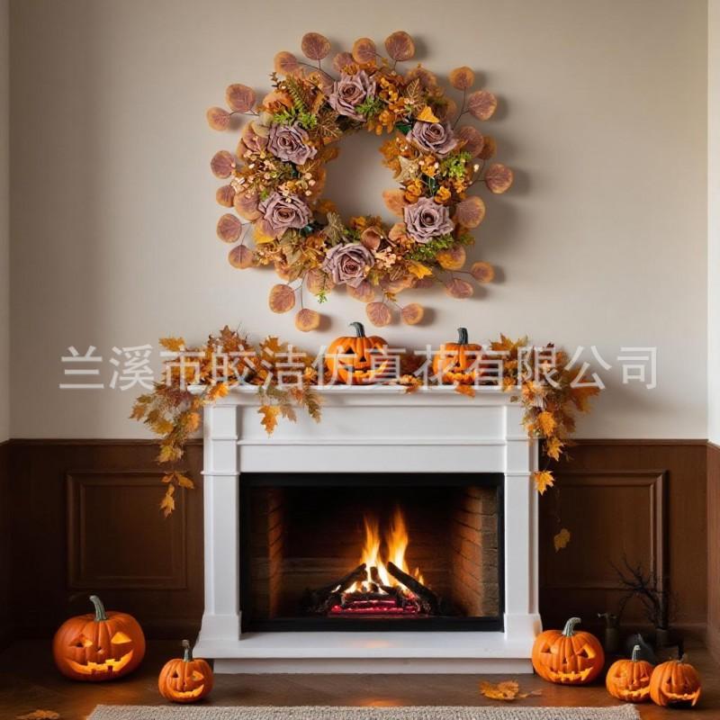 Harvest Wreath 45cm PVC Decorative Door Hanging Halloween Christmas Home Garden Party Decoration