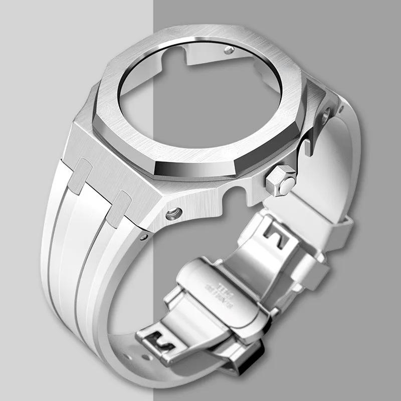 Ny Gen5 Casioak-fodral i rostfritt stål för G-Shock GA2100 Mod-kit Modifieringssats Metallram gummiband för GA2110 GAB2100