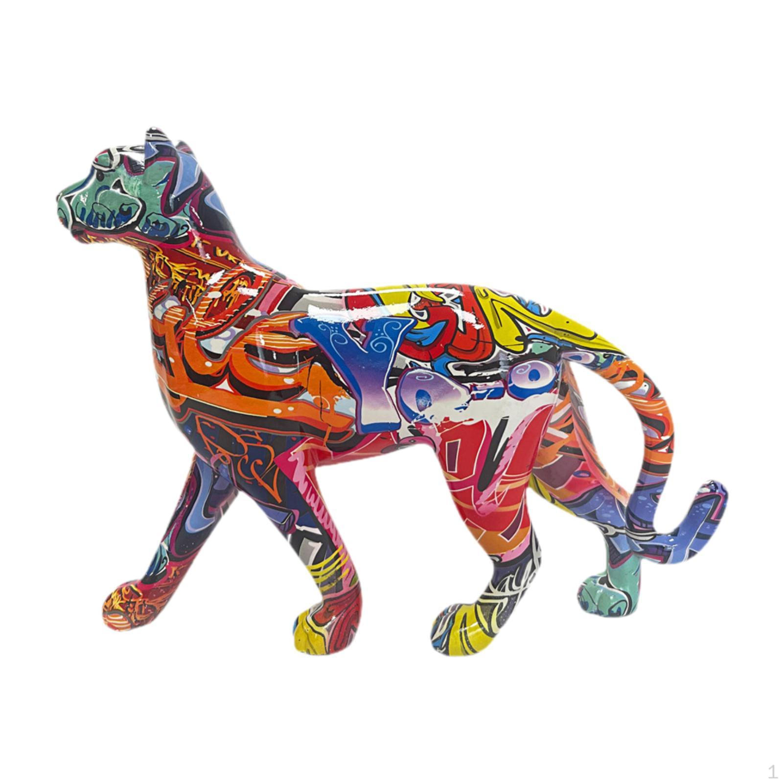 

Статуя леопарда, фигурка животного, художественная скульптура, декоративная для домашнего кабинета, рабочего стола Graffiti