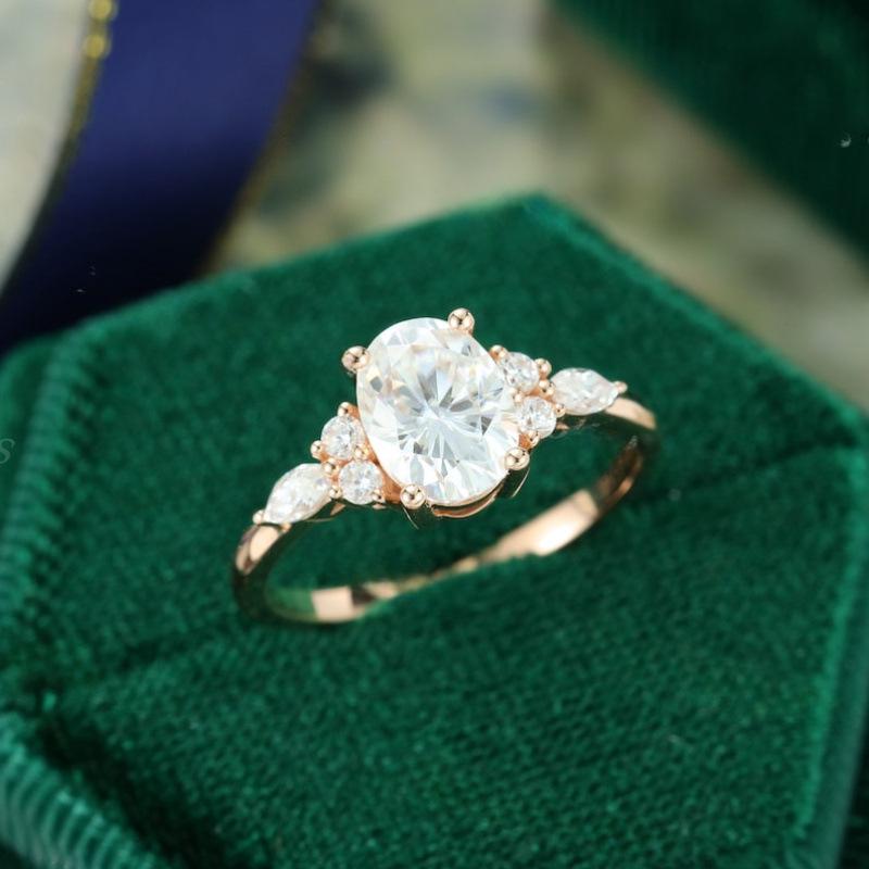 

2023 New Copper Princess Ring with White Zircon Simulated Diamond Size 6 белый