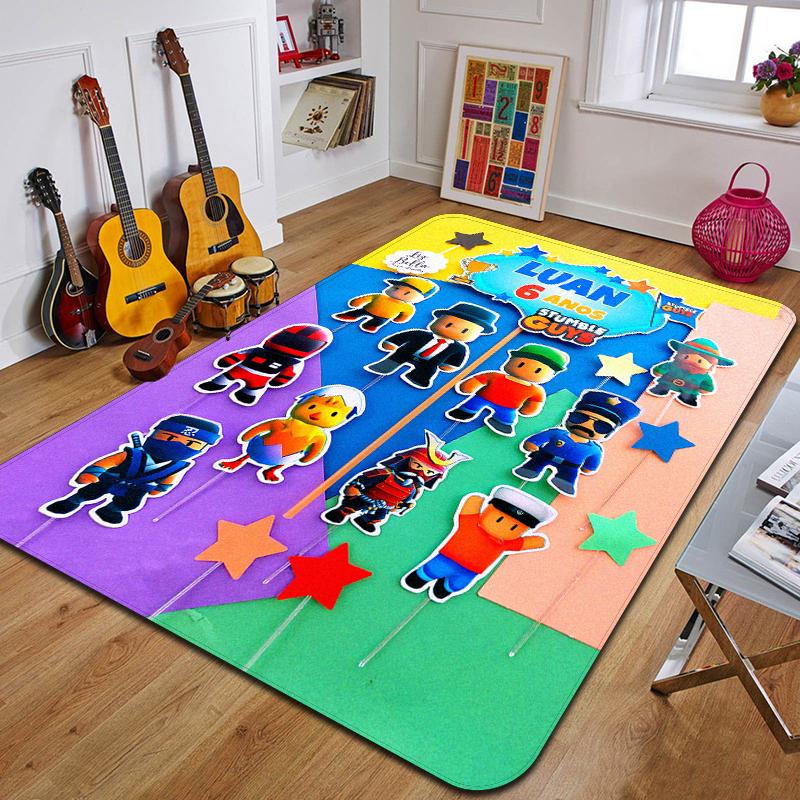 

S-Stumble Guys Printed Carpet Fashion Yoga Mat Bedroom Decorative Carpet Living Room Bathroom Decorative Floor Mat Birthday Gift 60*90cm