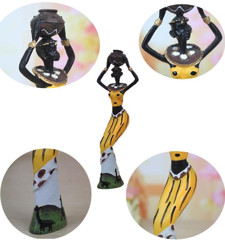 3-częściowy zestaw żywicznych lalek afrykańskich: Kreatywne Ozdoby do Dekoracji Domu