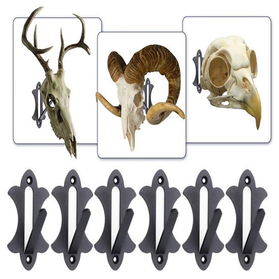 6Pcs European Mount Metal Skull Hanger Heavy Duty Deer Mule Antelope Coyote Small Game Animals Skull Wall Hanging Hook Rack