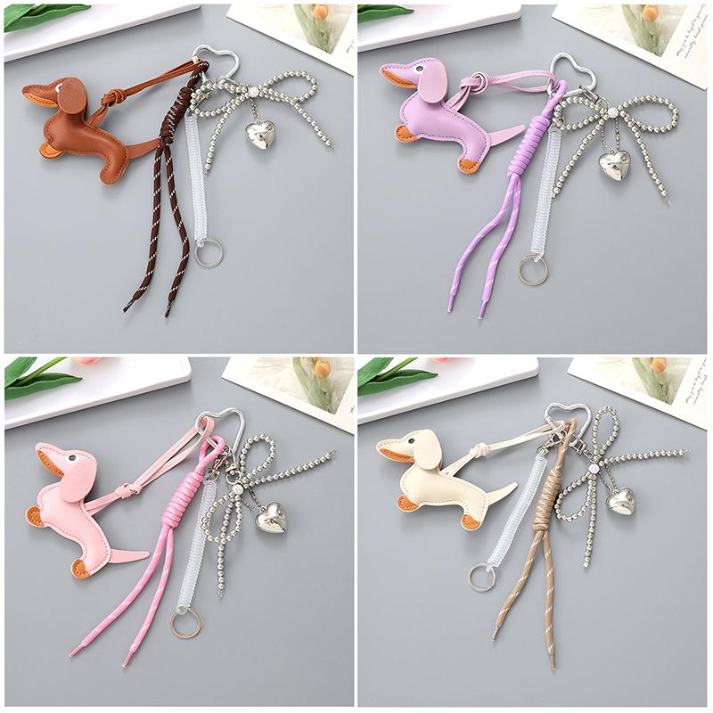 Chaveiro Laço de Miçangas Cachorro Salsicha Criativo Cordão para Celular Pingente Fofo para Mochila Acessórios de Decoração de Bolsa Presentes